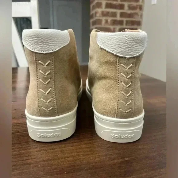 Soludos Ibiza Tan Sand High Top Sneakers Size 8.5 Suede Hipster Preppy Spring - Picture 3 of 12